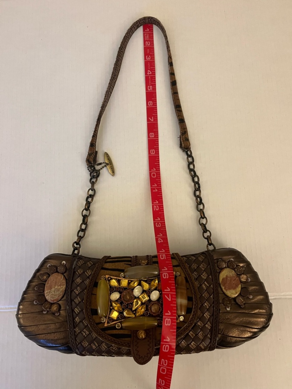 Vintage Mary Frances Brown Embellished Shoulder Bag with Stone Accents - Picture 11 of 11